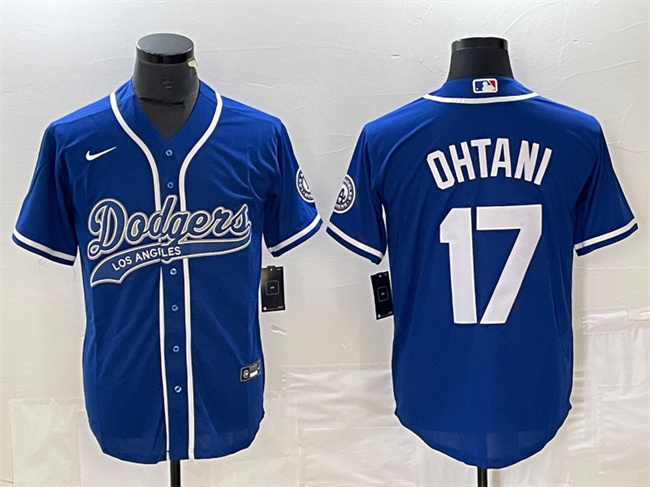 Men's Los Angeles Dodgers #17 Shohei Ohtani Blue Cool Base With Patch Stitched Baseball Jersey Men's Los Angeles Dodgers #17 Shohei Ohtani Blue Cool Base With Patch Stitched Baseball Jersey